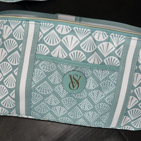 Victoria's Secret 32A BIKINI S high-Waist BOTTOM+COOLER BAG+HAT TEAL GREEN SHELL - Picture 3 of 8